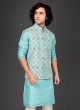 Plastic Mirror Work Silk Nehru Jacket Suit